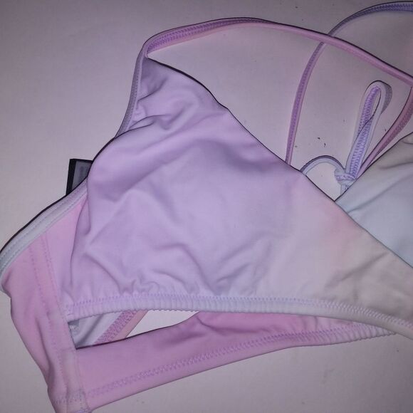 Victoria Secret PINK Swim Bikini Top XS Pastel Tie Dye Fade Wrap Halter String - Picture 14 of 16